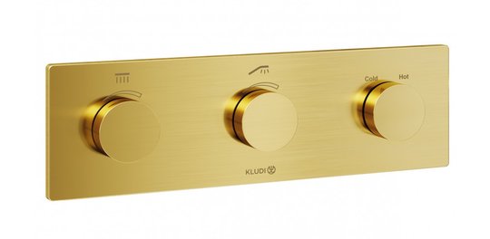 Термостатичний змішувач прихованого монтажу Kludi Kludi-Tronic, золото матове (38300N0-00) Для ванни, Для душа Золото, Золото матове