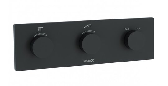 Термостатический смеситель скрытого монтажа Kludi Kludi-Tronic, черный матовый (3830039-00) Для ванны, Для душа Черный, Черный матовый