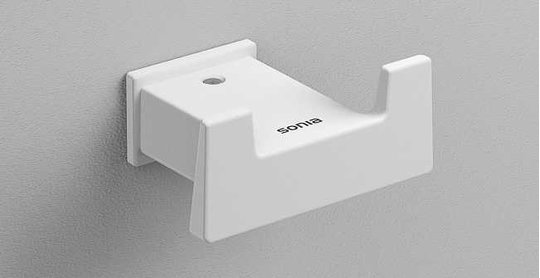 Двойной крючок для полотенец Sonia S-CUBE, белый матовый (176359) Крючки для халатов и полотенец Sonia