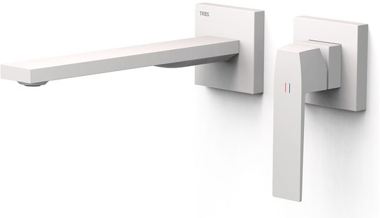 Настенный смеситель для раковины Tres Slim Exclusive SLIM-TRES, белый матовый (20230002BM) Для раковины Белый матовый