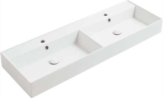 Керамическая раковина 141 cм Simas Agile, glossy white (AG 141D) На столешницу, На тумбу, Подвесные Прямоугольные