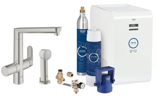 Смеситель со стартовым комплектом GROHE Blue Home K7 Professional (31355DC1) Для кухни Нерж. сталь