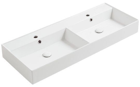 Керамическая раковина 121 cм Simas Agile, glossy white (AG 121D) На столешницу, На тумбу, Подвесные Прямоугольные