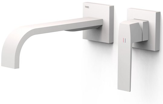Настенный смеситель для раковины Tres Slim Exclusive SLIM-TRES, белый матовый (20230004BM) Для раковины Белый матовый