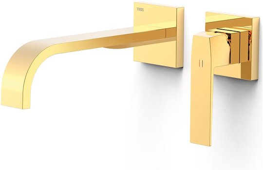 Настенный смеситель для раковины Tres Slim Exclusive SLIM-TRES, золото (20230004OR) Для раковины Золото
