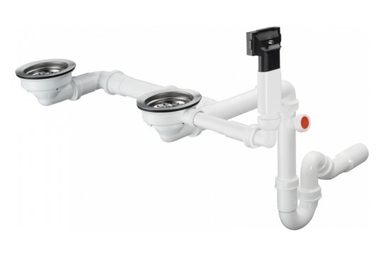 Сифон для гранітної кухонної мийки, ручний злив Hansgrohe D 17-10 (43928000) Для раковин Повний комплект
