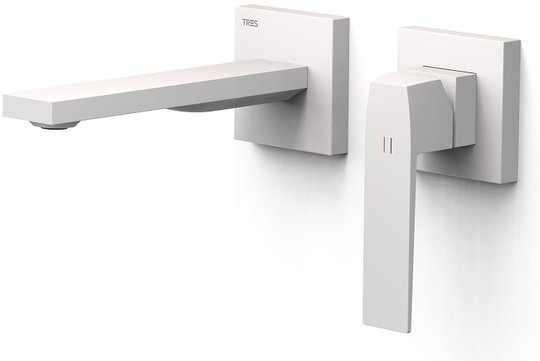 Настенный смеситель для раковины Tres Slim Exclusive SLIM-TRES, белый матовый (20230001BM) Для раковины Белый матовый