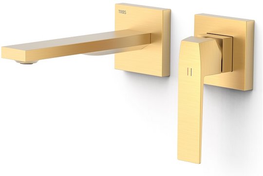 Настенный смеситель для раковины Tres Slim Exclusive SLIM-TRES, золото матовый (20230001OM) Для раковины Золото матовый