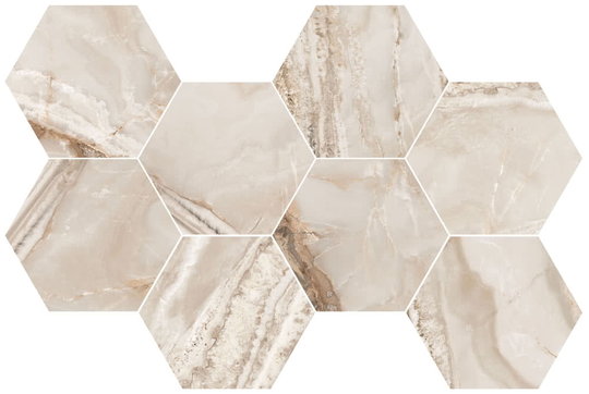 Мозаика Flaviker Supreme Onyx Prestige Mosaico Hexagon Anticato Ret 51*29.2 (SPES34P) Flaviker Для кухни, Для общественных помещений, Для жилых помещений, Для ванной