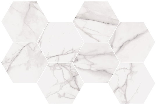 Мозаика Flaviker Supreme Royal Statuario Mosaico Hexagon Anticato Ret 51*29.2 (SPES10P) Flaviker Для кухни, Для общественных помещений, Для жилых помещений, Для ванной