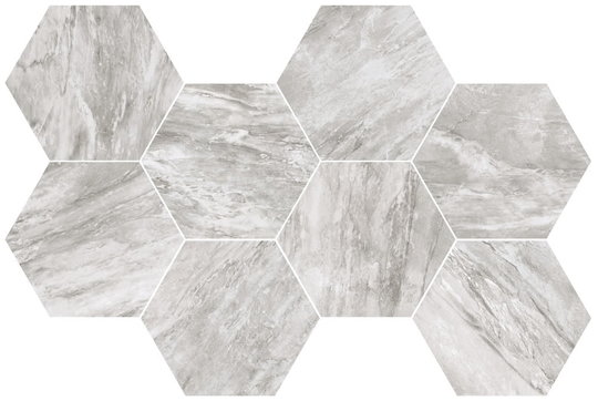 Мозаика Flaviker Supreme Silver Dream Mosaico Hexagon Anticato Ret 51*29.2 (SPES22P) Flaviker Для кухни, Для общественных помещений, Для жилых помещений, Для ванной