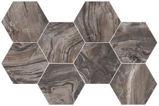 Мозаїка Flaviker Supreme Exotic Brown Mosaico Hexagon Anticato Ret 51*29.2 (SPES44P) Flaviker Для кухні, Для громадських приміщень, Для житлових приміщень, Для ванної