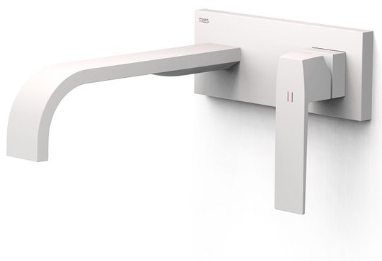 Настенный смеситель для раковины Tres Slim Exclusive SLIM-TRES, белый матовый (20230014BM) Для раковины Белый матовый