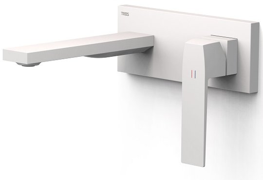 Настенный смеситель для раковины Tres Slim Exclusive SLIM-TRES, белый матовый (20230011BM) Для раковины Белый матовый