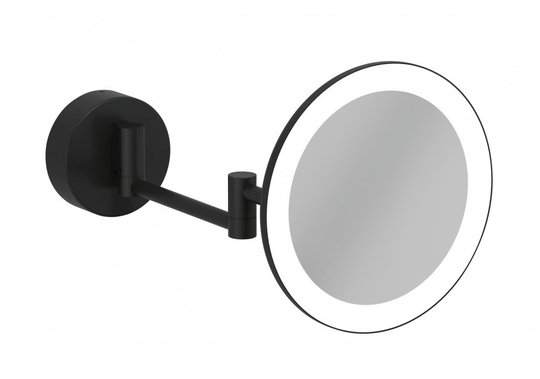 Косметическое зеркало с подсветкой Kludi Vela R, черный матовый (5899539W) Косметические зеркала Kludi