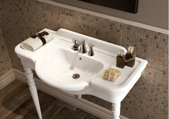 Керамическая раковина 105 см Flaminia Fidia 105, white (3050) Встраиваемые сверху, На столешницу, Подвесные Асимметричные, Полукруглые