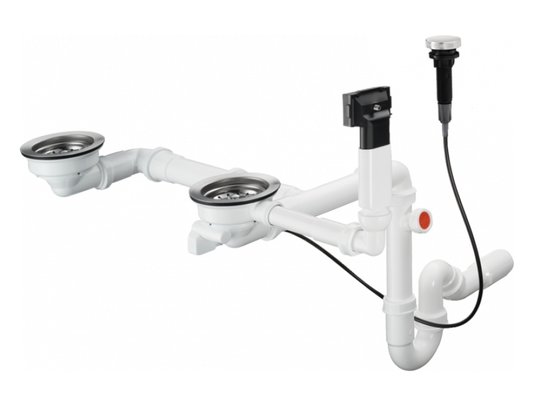 Сифон для гранитной кухонной мойки, автоматический слив Hansgrohe D 16-11 (43938000) Для раковин Полный комплект
