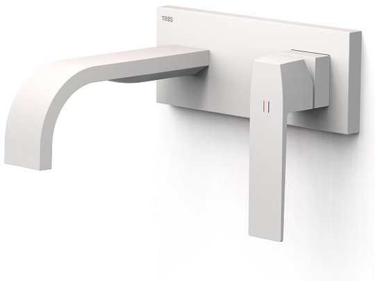 Настенный смеситель для раковины Tres Slim Exclusive SLIM-TRES, белый матовый (20230013BM) Для раковины Белый матовый