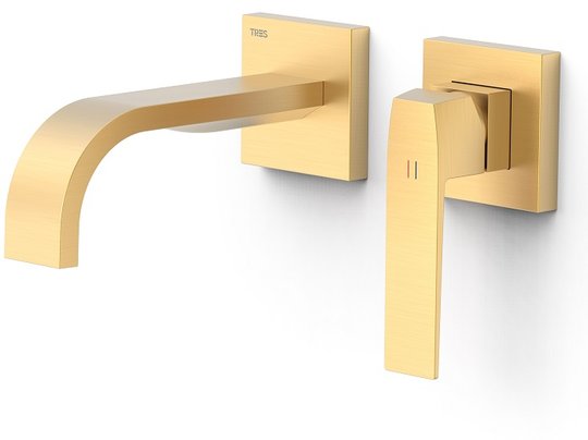 Настенный смеситель для раковины Tres Slim Exclusive SLIM-TRES, золото матовый (20230003OM) Для раковины Золото матовый