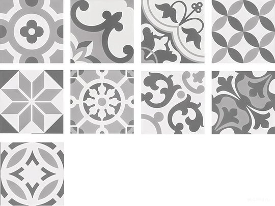 Плитка Wow Cement Tradition Decor Mix Grey 18.5 * 18.5 (107946) Для кухні, Для громадських приміщень, Для житлових приміщень, Для ванної
