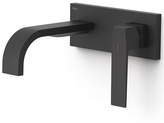 Настінний змішувач для раковини Tres Slim Exclusive SLIM-TRES, чорний матовий (20230013nm) Для раковини Чорний матовий