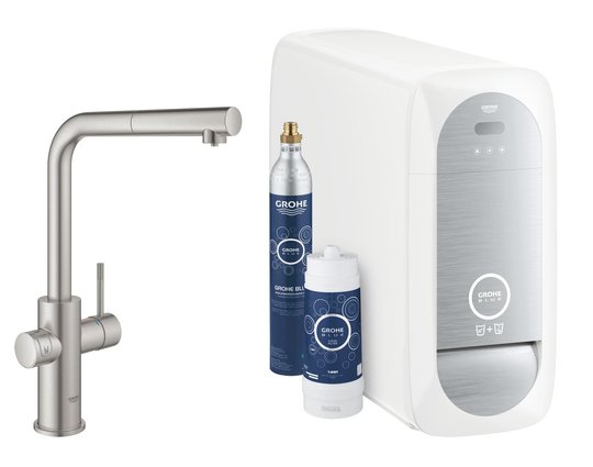 Смеситель со стартовым комплектом GROHE Blue Home (31539DC0) Для кухни Нерж. сталь