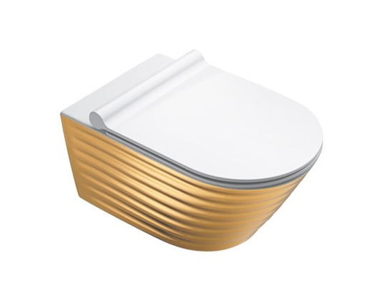 Подвесной безободковый унитаз Catalano Gold&Silver NewFlush, gold/white (1VS55RZEBO) Подвесные 