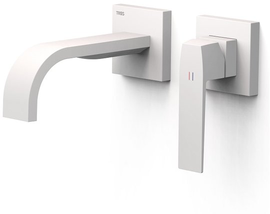 Настенный смеситель для раковины Tres Slim Exclusive SLIM-TRES, белый матовый (20230003BM) Для раковины Белый матовый