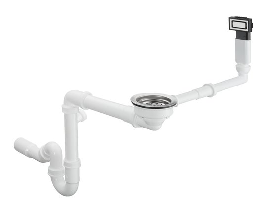 Сифон для кухонного миття з нержавіючої сталі, ручний злив Hansgrohe D 14-10 (43921800) Для раковин Повний комплект