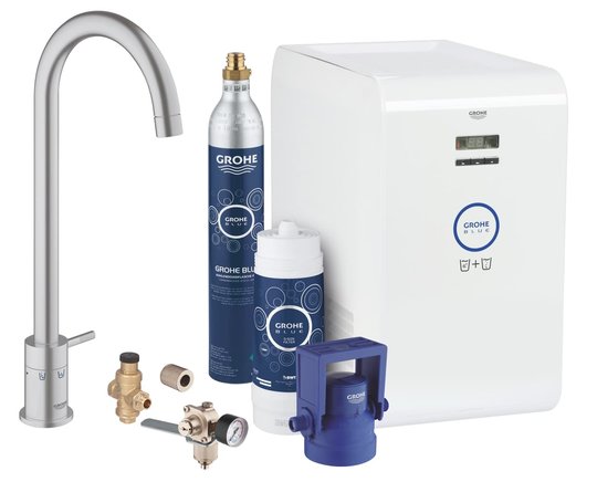 Змішувач зі стартовим комплектом GROHE Blue Mono Chilled and Sparkling (31302DC1) Для кухні Нерж. сталь