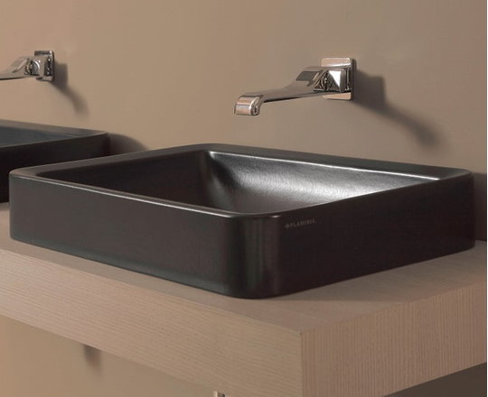 Керамическая раковина 40 см Flaminia Nile 40, black (NL40A) На столешницу, На тумбу Квадратные