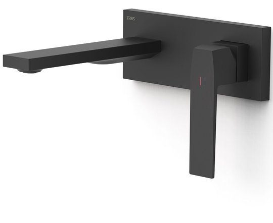 Настенный смеситель для раковины Tres Slim Exclusive SLIM-TRES, черный матовый (20230011NM) Для раковины Черный матовый