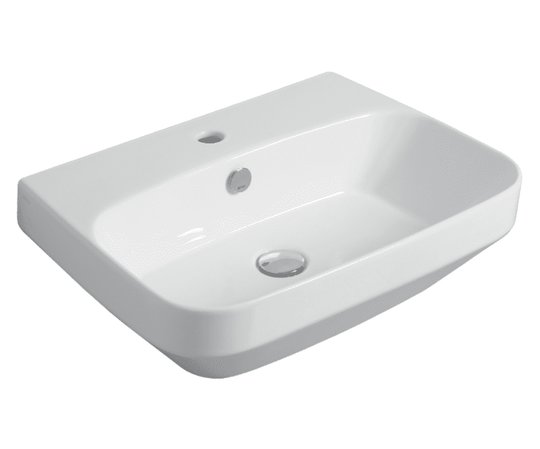 Керамическая раковина 60 см Simas Baden Baden, glossy white (BB 10) На столешницу, На тумбу, Подвесные Прямоугольные