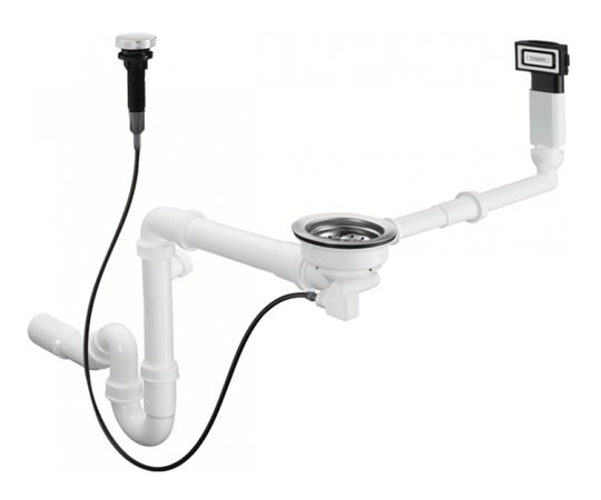 Сифон для гранитной кухонной мойки, автоматический слив Hansgrohe D 16-11 (43937000) Для раковин Полный комплект