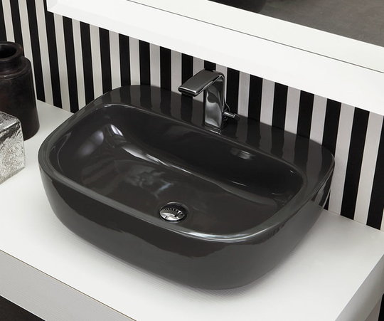 Керамическая раковина 74 см Flaminia Mono 74, black (MN74L) На столешницу, Подвесные Прямоугольные