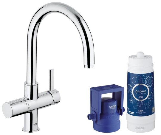 Змішувач зі стартовим комплектом GROHE Blue Pure (33249001) Для кухні Хром