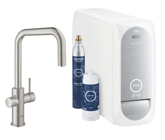 Смеситель со стартовым комплектом GROHE Blue Home (31543DC0) Для кухни Нерж. сталь
