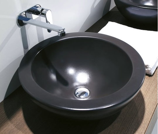 Керамическая раковина 50 см Flaminia Fonte Fontana, black (FN50L) На столешницу, На тумбу Круглые