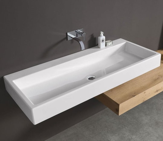 Керамическая раковина 120 см NIC Design Cool, белый глянцевый (001 233.001) На столешницу, Подвесные Прямоугольные