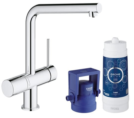 Змішувач зі стартовим комплектом GROHE Blue Minta Pure (31345002) Для кухні Хром