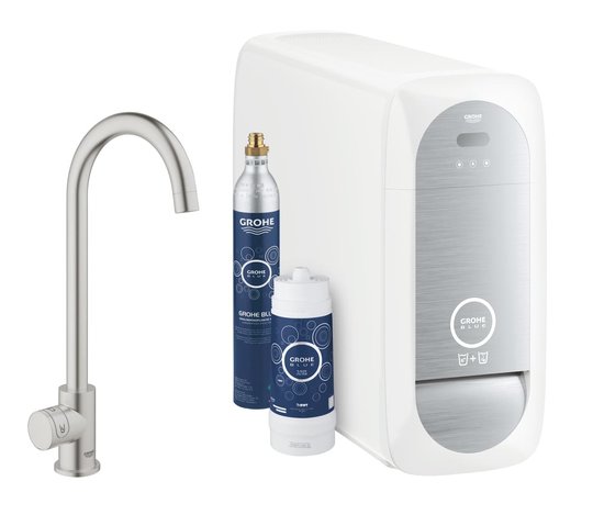 Смеситель со стартовым комплектом GROHE Blue Home (31498DC0) Для кухни Нерж. сталь