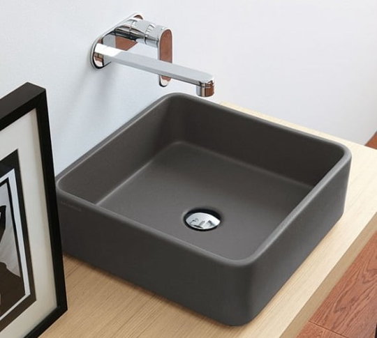 Керамическая раковина 40 см Flaminia Miniwash 40, lava grey (MWL40) На столешницу, На тумбу Квадратные