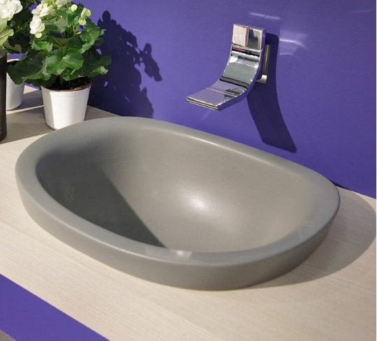 Керамическая раковина 75 см Flaminia IO 75, lava grey (IO4275) Встраиваемые сверху Овальные