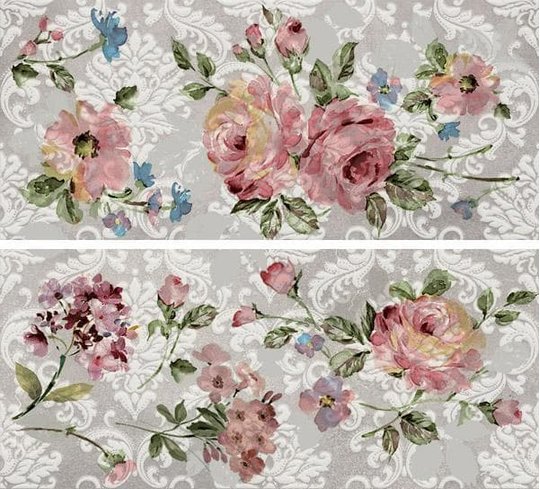 Декор Dado Ceramica Basic Rosa Baroque (misto 2 pz) 20*45 (001299) Dado Ceramica Для кухні, Для громадських приміщень, Для житлових приміщень, Для промислових приміщень, Для ванної