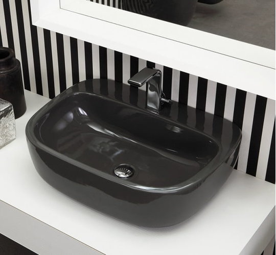 Керамическая раковина 64 см Flaminia Mono 64, black (MN64L) На столешницу, Подвесные Прямоугольные