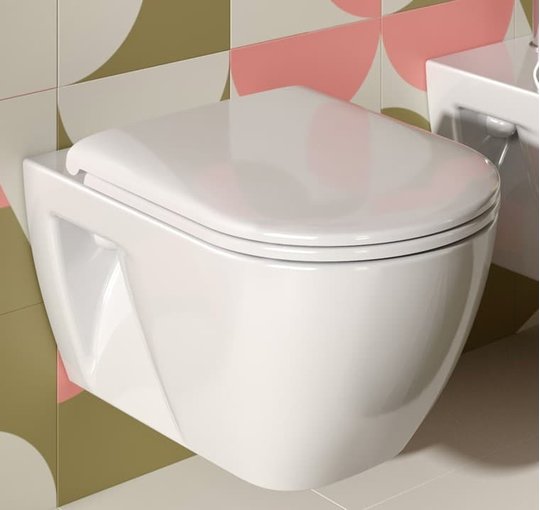 Подвесной безободковый унитаз с крышкой Catalano Sfera Eco NewFlush (1VSF54RECO00+5ZECOF00) Подвесные 