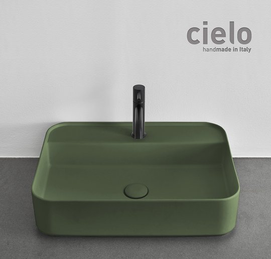 Керамическая раковина 60 см Cielo Shui Comfort, зеленый (SHCOLARF-AG) На столешницу, На тумбу, Подвесные Прямоугольные