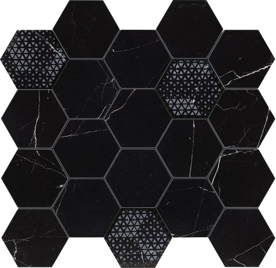 Плитка Piemme Valentino Majestic Hexagon Royal Nero Lev 34*36 (02613) Для кухни, Для общественных помещений, Для жилых помещений, Для ванной