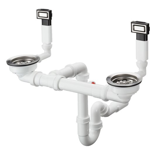 Сифон для кухонного миття з нержавіючої сталі Hansgrohe D 15-10 (43922800) Для раковин Повний комплект