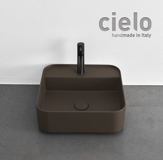 Керамическая раковина 44 см Cielo Shui Comfort, коричневый (SHCOLAQF-CA) На столешницу, На тумбу, Подвесные Квадратные